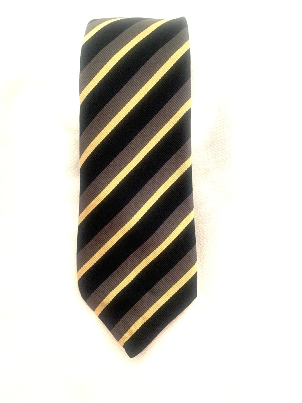 Prada Men’s Tie ( Brown, Gold, Black Striped)